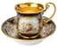 RUSSIAN PORCELAIN CUP AND SAUCER FROM THE COBALT SERVICE 
Imperial Porcelain Factory, St Petersburg, circa 1825–1894