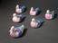 Set of 6 porcelain figurines –butter-dishes and pate dish, made in the shape of Ducks and Pigeons.