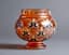 RUSSIAN BROWN GLASS AND ENAMEL BOWL WITH
CYRILLIC INSCRIPTION ‘DRINK FROM THE CUP TO BE HEALTHY’