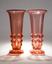 PAIR OF ART DECO ROSE GLASS VASES