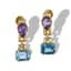 PAIR OF PENDANT EARRINGS IN 18K GOLD, DIAMONDS, AMETHYSTS AND TOPAZES