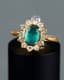 18K YELLOW GOLD, DIAMOND AND EMERALD RING