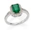 18K WHITE GOLD, DIAMOND AND EMERALD RING