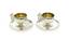 Two tea pairs comprising two silver-gilt teacups and saucers in the neo-Russian style.
Company of C. Faberge, Supplier of the Imperial court, Russia, Moscow, 1894.
