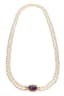 18K YELLOW GOLD, PEARL, AMETHYST, DIAMOND NECKLACE