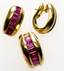 Cartier. Ruby demi-parure
Cartier, Comprising a ring and two earings in yellow gold set with calibrated rubies. Signed and numbered, Weight: 18,7 ...