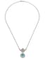 14K WHITE GOLD CHAIN WITH 14K WHITE GOLD DIAMOND AND TURQUOISE PENDANT