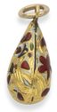 ‘ŒUF DE PÂQUES’ PENDENTIF RUSSE ANTIQUE EN OR 14K, ÉMAIL CLOISONNÉ ET PERLE