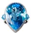 18K WHITE GOLD GIRANDOLE EARRINGS SET AND RING WITH IMPORTANT BLUE TOPAZES