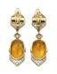 14K YELLOW AND WHITE GOLD DIAMOND AND CITRINE DROP EARRINGS