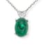 18K WHITE GOLD, EMERALD, DIAMOND NECKLACE