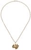 PENDENTIF DOUBLE FACE EN OR JAUNE 18K, SAPHIRS ET RUBIS ET CHAINE OR JAUNE 14K
