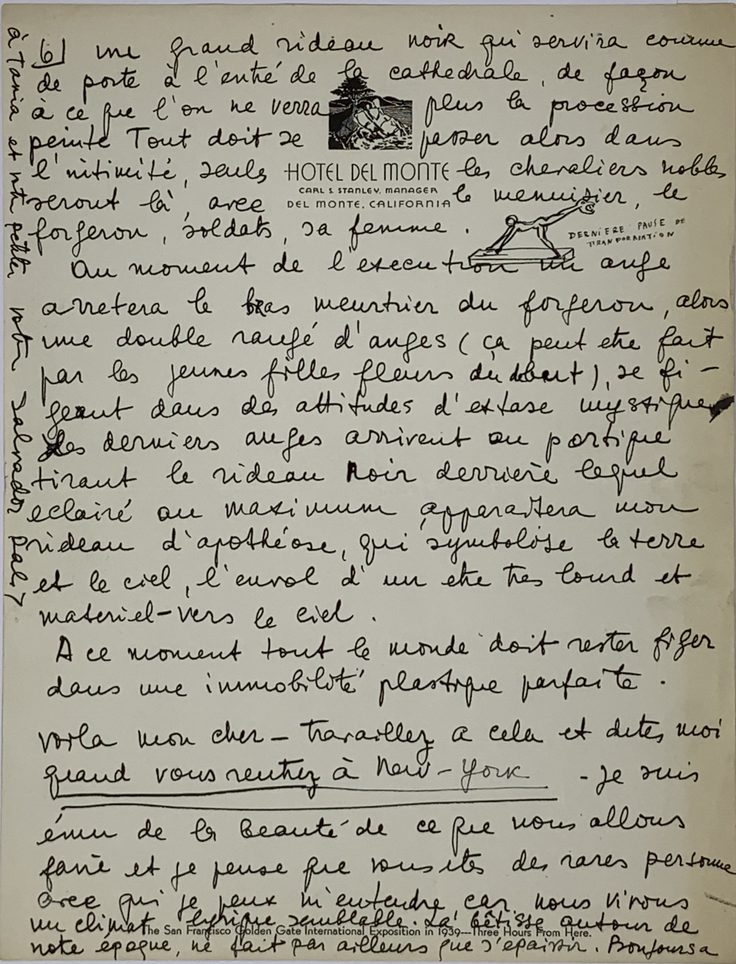 La dernière page de la lettre à Massine