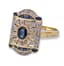 BAGUE EN OR, DIAMANTS ET SAPHIRS