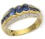 BAGUE EN OR JAUNE 14K, DIAMANTS ET SAPHIRS