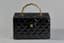 CHANEL VINTAGE BLACK PATENT QUILTED VANITY BOX BAG