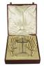 Art Deco Champagne Swizzle Sticks Stand Silver and gold, rock crystal. 12 bone swizzle sticks of one design with cabocho...