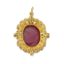 [SANS RESERVE]
PENDENTIF EN OR JAUNE 14K ET ARGENT DORE DIAMANTS, RUBIS ET EMERAUDES