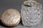 DIAMOND-PATTERNED CUT-CRYSTAL JAR WITH ENGRAVED SILVER LID