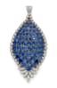 18K WHITE GOLD, DIAMOND AND SAPPHIRE ‘LEAF’ PENDANT