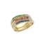 THREE RINGS 18K YELLOW GOLD, DIAMOND, RUBY, EMERALD, SAPPHIRE