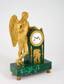 FRENCH ORMOLU, PATINATED-BRONZE AND MALACHITE MANTEL CLOCK, Early 19th century