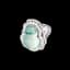 RING 18K WHITE GOLD AND JADE (OR MOONSTONE?) SURROUNDED BY DIAMONDS
