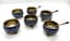 SET OF 6 SILVER FILIGREE AND POLYCHROME ENAMEL SALT CELLARS WITH 4 SILVER SPOONS