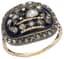 ‘FLOWER BASKET’ 18TH CENTURY GOLD, SILVER, BLUE ENAMEL AND DIAMOND RING