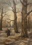 ATTRIBUTED TO KONSTANTIN KRIZHITSKY (1858-1911)
Winter forest with a woman carrying branches