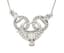 ART DECO STYLE NECKLACE 18K WHITE GOLD CHAIN WITH PLATINUM AND DIAMOND PENDANT