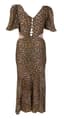 DE LA VALI GLADYS LEAOPARD AND PINK LACE MIDI DRESS
