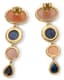 18K YELLOW GOLD, DIAMONDS, SAPPHIRES AND MOONSTONES PENDANT EARRINGS