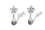 PAIR OF 14K WHITE GOLD FLEUR DE LYS EARRINGS, DIAMONDS, BLACK TAHITIAN PEARLS