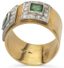 BAGUE EN OR JAUNE 18K DIAMANTS ET ÉMERAUDES, ANNÉES 1960-1970