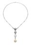 COLLIER OR GRIS 18K, PERLES, DIAMANTS