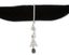 ART DECO STYLE 18K WHITE GOLD, DIAMOND AND ONYX DROP PENDANT ON A VELVET CHOKER