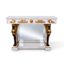 CONSOLE DE STYLE EMPIRE ‘RETOUR D’ÉGYPTE’ EN MARBRE BLANC, BRONZE PATINÉ ET BRONZE DORÉ À CARIATIDES, 20ÈME SIÈCLE