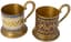 PAIR OF SOVIET METAL AND ENAMEL TEA GLASS HOLDERS
Leningrad Jewellery Factory, 1958