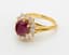 RUBY, DIAMOND AND 18K YELLOW GOLD RING