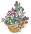 FLOWER BASKET' 14K WHITE AND YELLOW GOLD, DIAMOND, EMERALD, RUBY AND SAPPHIRE BROOCH