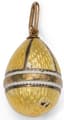 GOLD-MOUNTED GUILLOCHÉ ENAMEL GOLD EGG PENDANT
Probably Fabergé, circa 1900