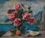 DAVID BURLIUK (1882-1967)
Peony bouquet with coastal panorama