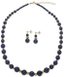 GRADUATED LAPIS LAZULI BEAD NECKLACE AND PAIR OF EARRINGS