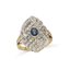 BAGUE EN OR GRIS ET JAUNE 18K, DIAMANTS ET SAPHIR