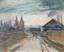 Konstantin Alekseevich KOROVIN (1861-1939)
A couple on a village street. Late 1920's - 1930's.Cardboard, gouache, temperaOn the back there is a sketch of a mountai...