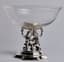 BELFIORE CRYSTAL BOWL HELD BY TWO SILVER CHERUBS