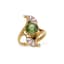 FABERGE 18K YELLOW GOLD, ENAMEL, DEMANTOID GARNET, DIAMOND RING
Russia, circa 1900