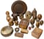 SET OF RUSSIAN PLATE AND BOXES OF VARIOUS SHAPES
Set of 21 russian wooden objects including a wooden plate, a round papier-mâché box, two wooden snuff boxes, three engraved mushroom shape boxes, two wooden boxes, and various size off wooden egg boxes.