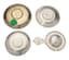 GROUP OF THREE RUSSIAN SILVER SAUCERS AND A TEA STRAINER, late 19th-early 20th century